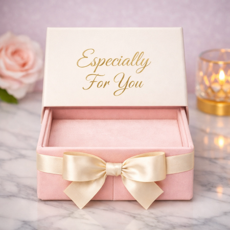 Blush velvet jewellery gift box
