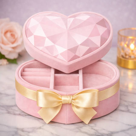 Pink Heart Diamond Gift Box - Luxury Jewellery Case