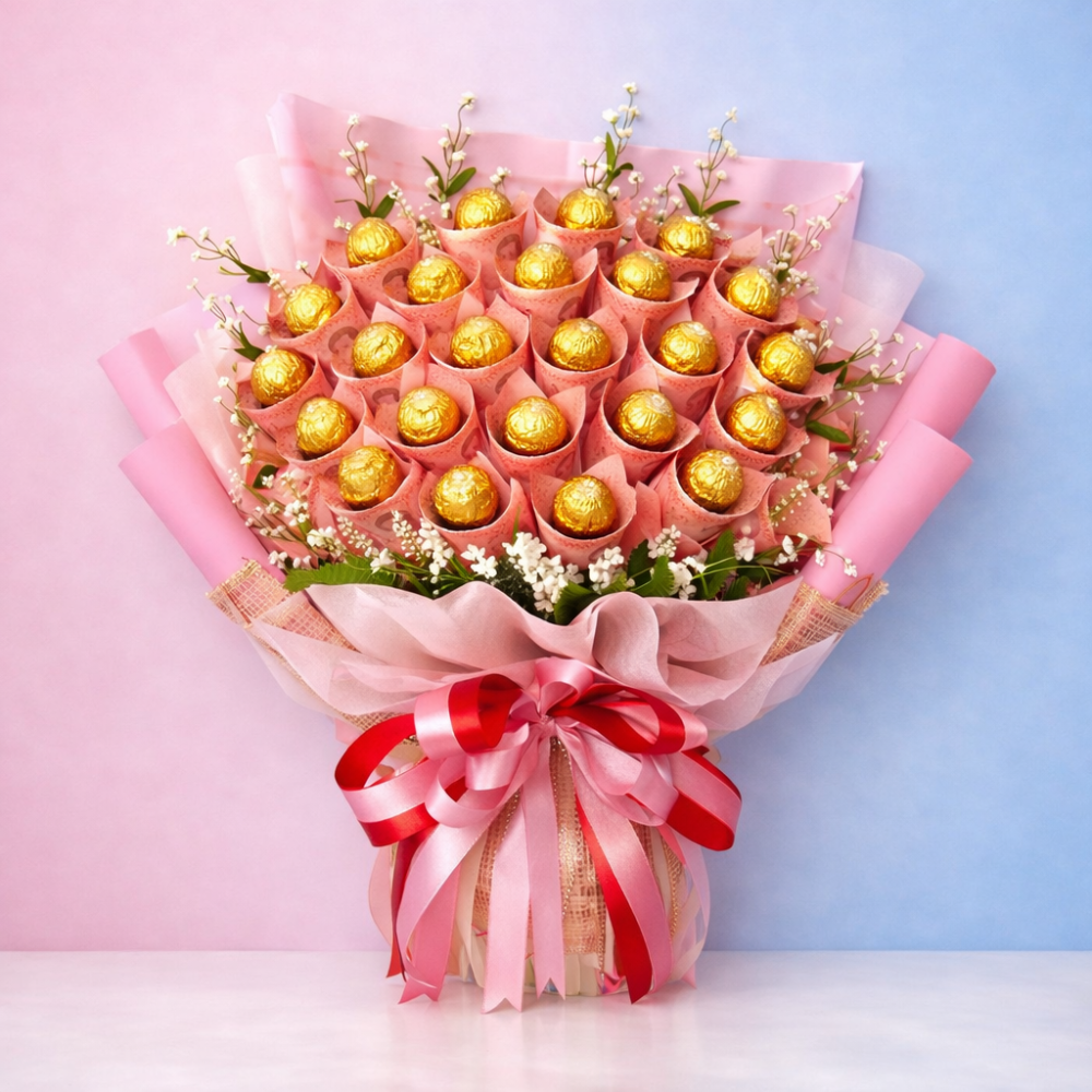 Chocolate and money gift bouquet