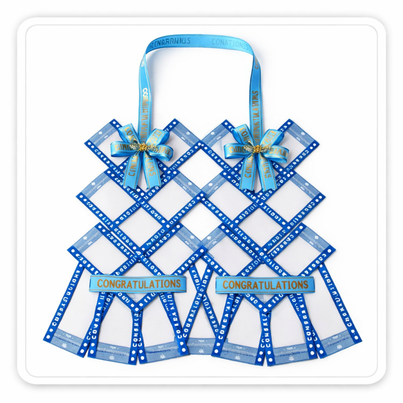 Blue satin money garland decoration