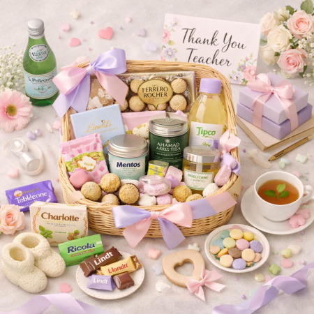 Canasta de regalo gourmet pastel para maestros