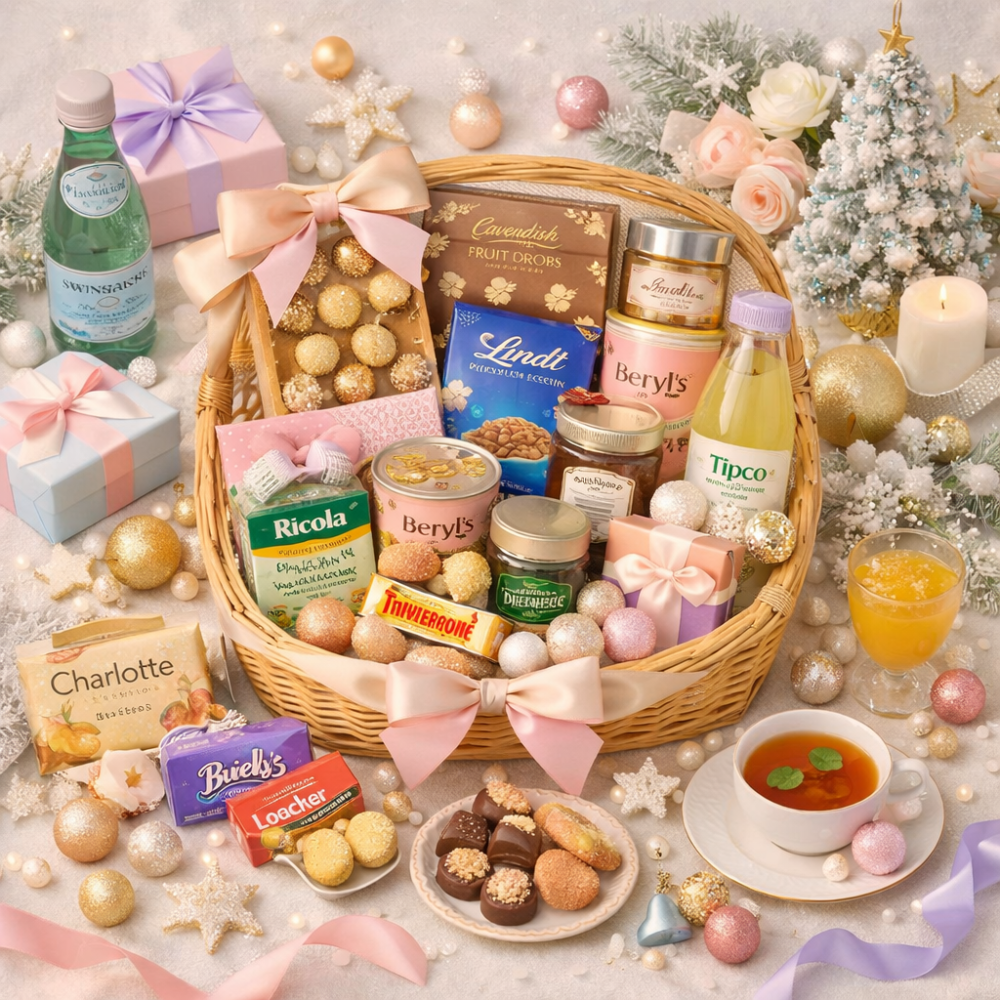 Luxuriöser Gourmet-Geschenkkorb aus Weide