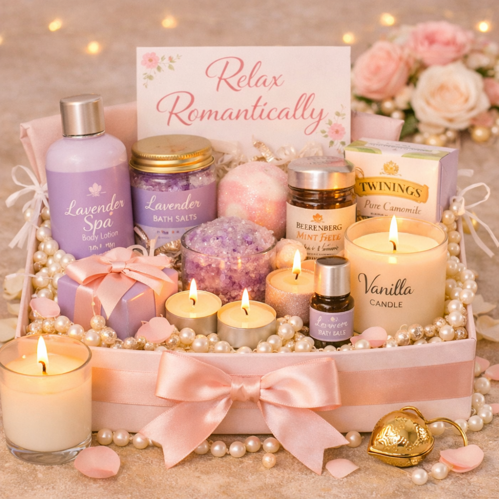 Luxury romantic spa gift hamper