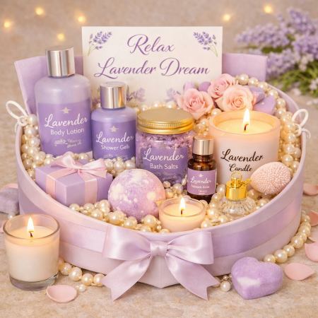 Lavender Dream spa set con forma de corazón