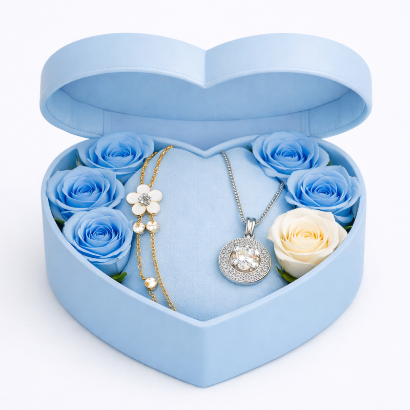 Blue Rose Jewelry Box – Premium Gift - 1 