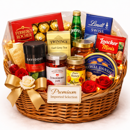 Cesta de regalo de lujo importada y gourmet