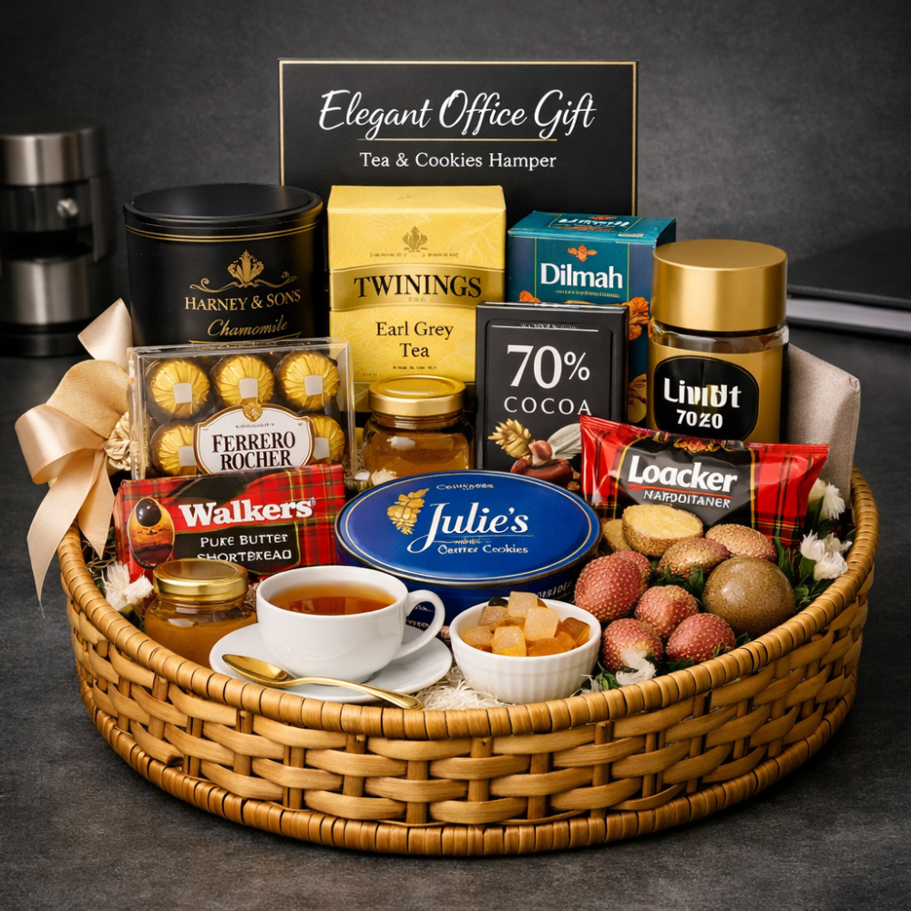 Tea & Cookies Hamper – Elegant Office Gift