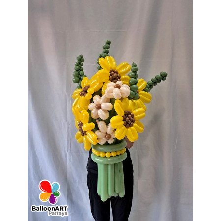 Balloon sunflower and daisy bouquet