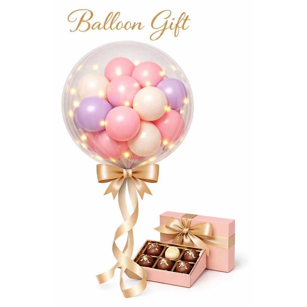 Ballonger och choklad presentset