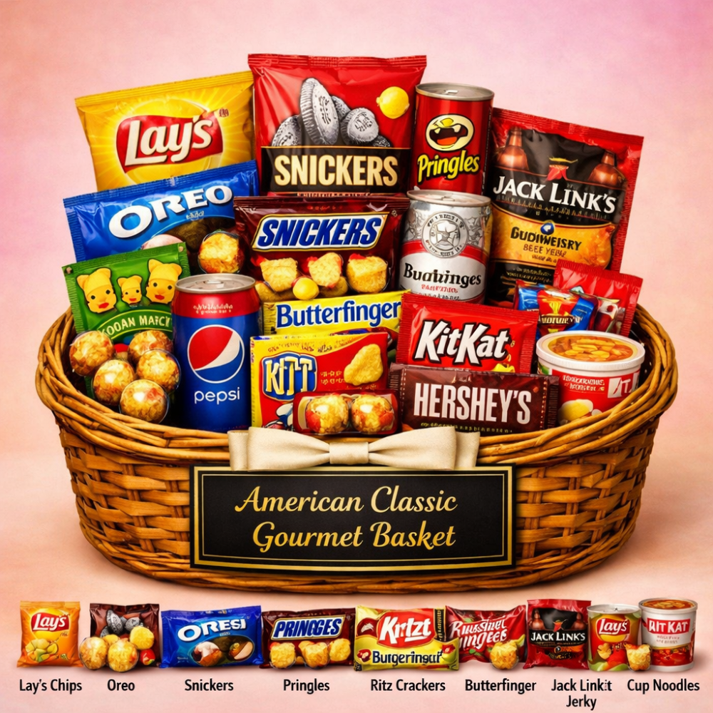 Cesta de agasallo Gourmet American Classic