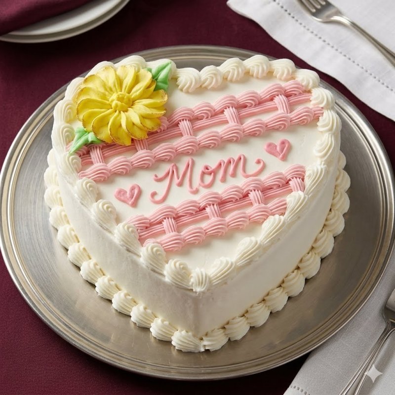 Corazón de torta branca Mamá