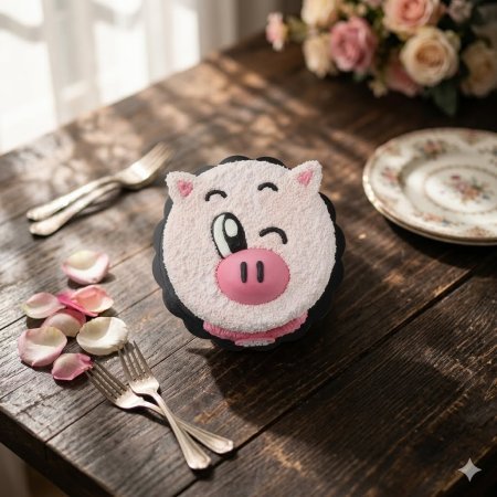 Kawaii pink pig face cake
