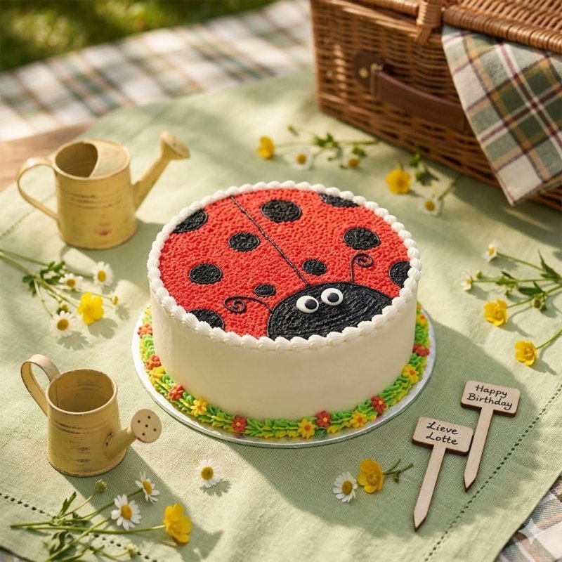 Ladybug-tema anpassad tårta