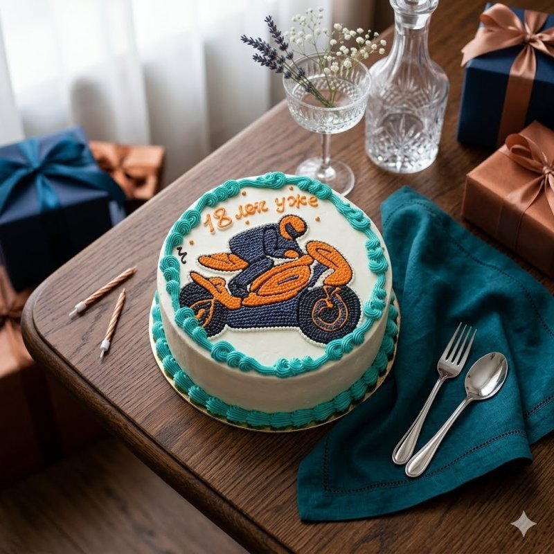 Motorcycle racer piped birthday cake