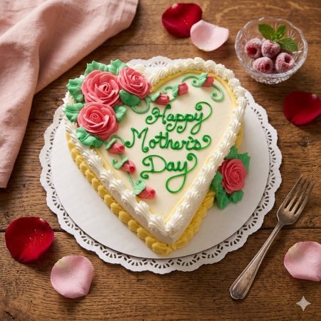 Heart shaped Mother's Day cake