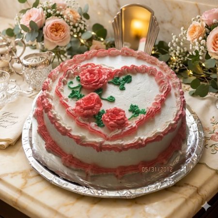 White cake with pink roses