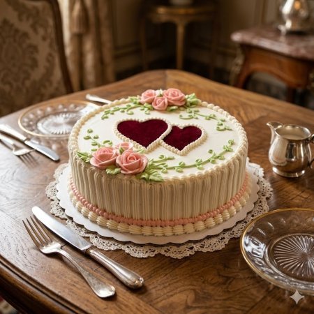 Romantic hearts artisanal celebration cake