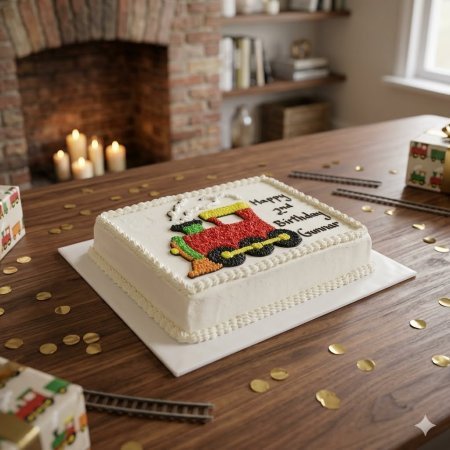 Train themed birthday sheet cake