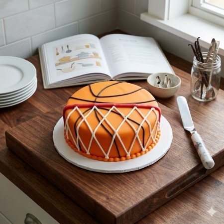 Basketball themed custom fondant cake