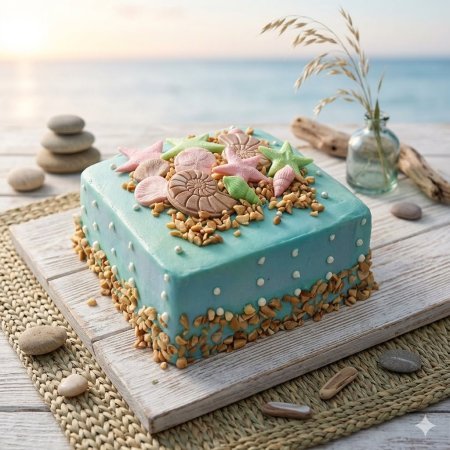Turquoise marine themed celebration cake