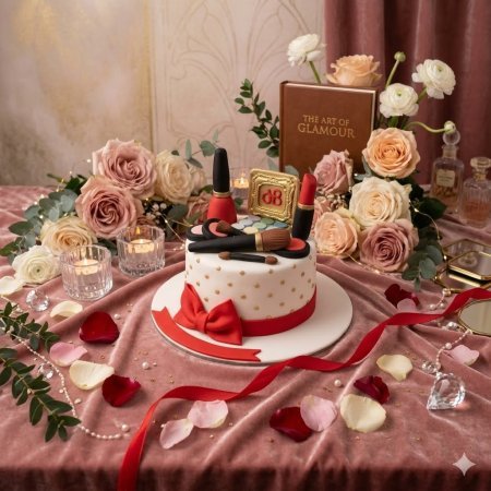 Luxury makeup themed gourmet cake