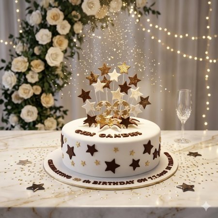 White 3D star celebration cake
