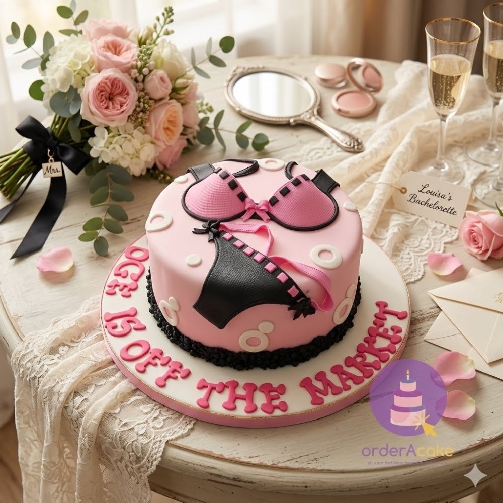 Pink bachelorette cake lingerie design