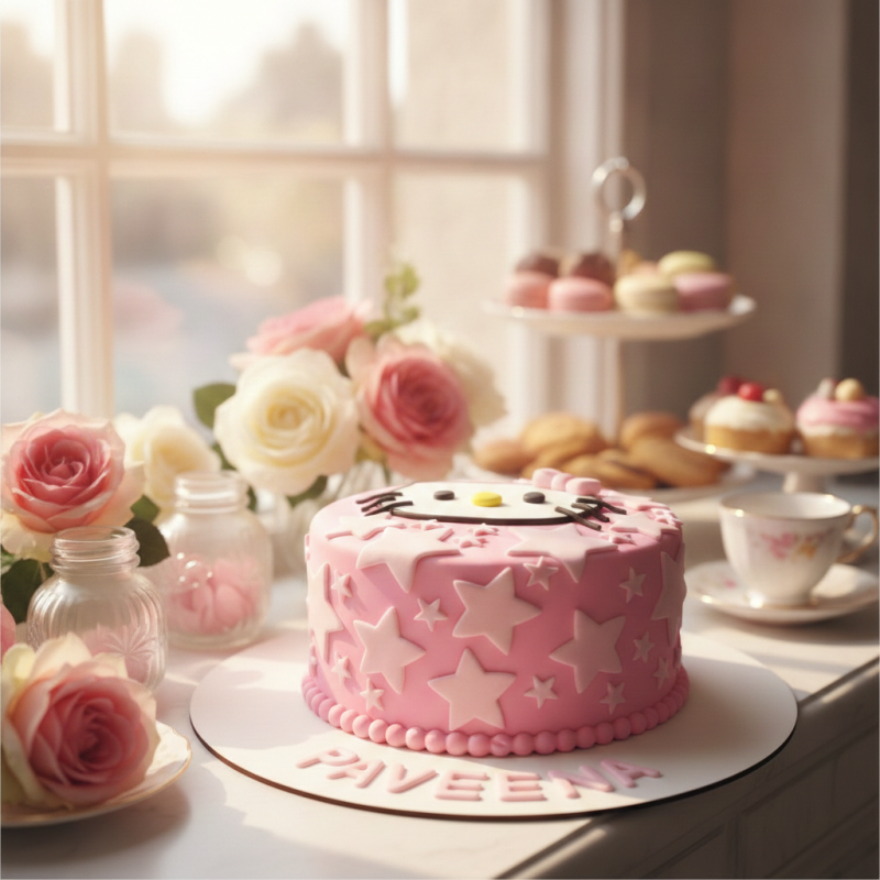 Pink Hello Kitty star cake