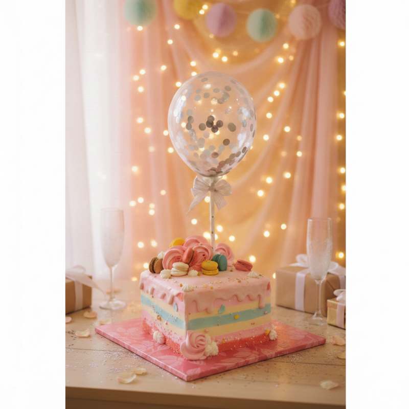  Birthday Cake | Macaron & Balloon Dessert - 750g Cake Cakes - Foto 3