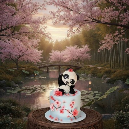  3D Panda Cherry Blossom Celebration Cake - 1100g Cakes - Foto 2