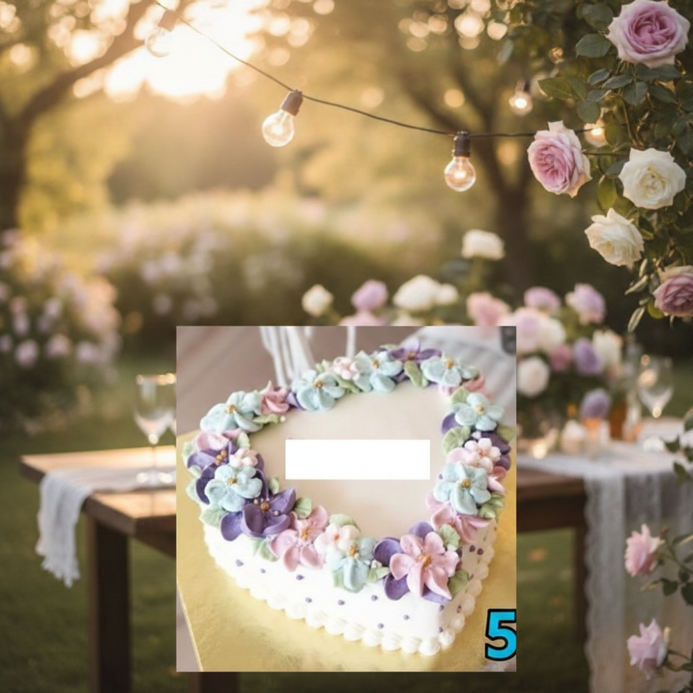 Floral heart cake pastel frosting