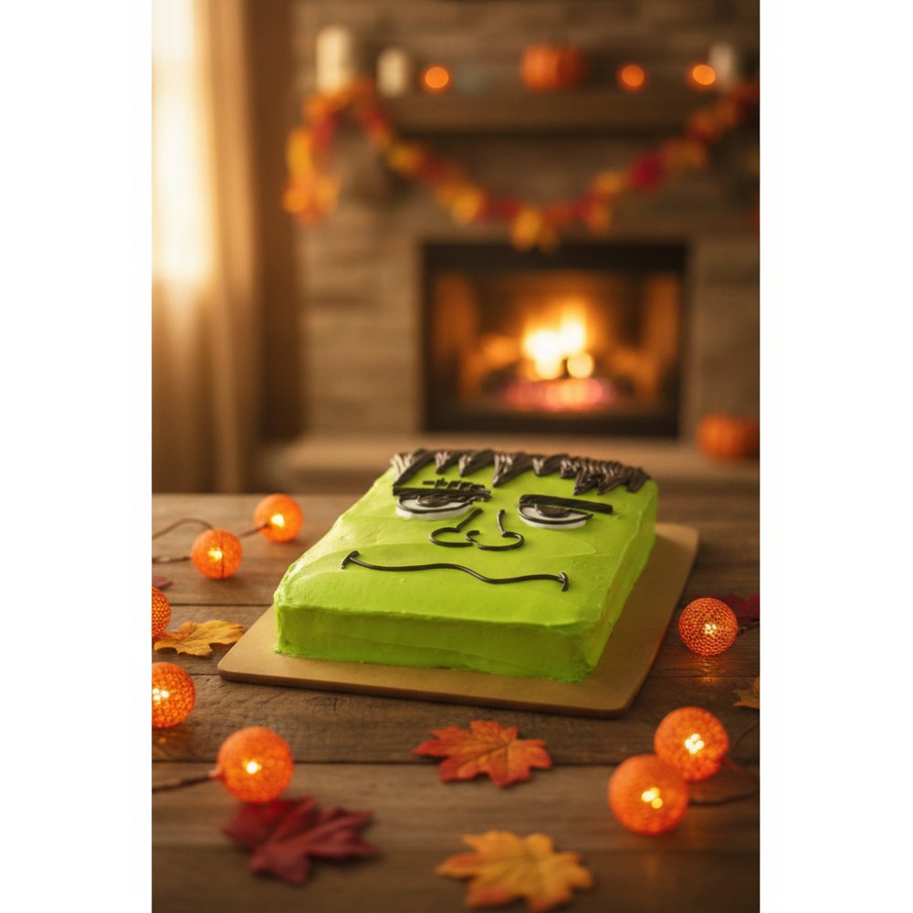 Grønn Frankenstein monster kake