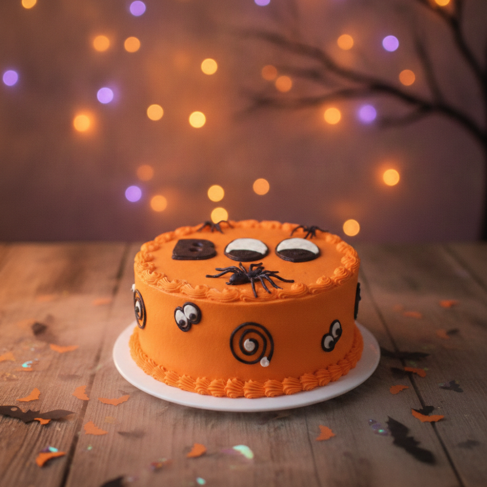 Orange Halloween monster layer cake