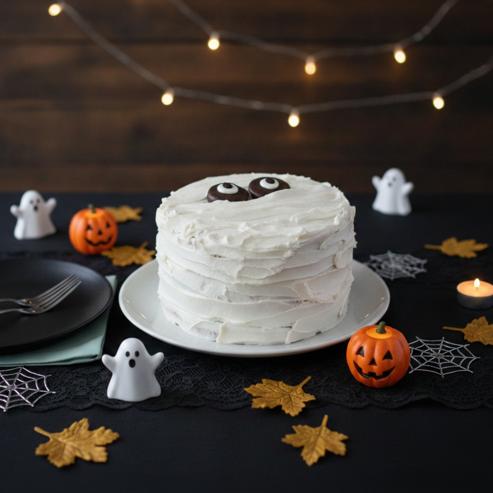 Halloween layer cake with eyes