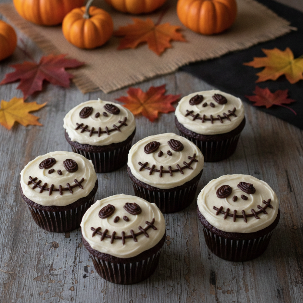 Halloween skeleton chocolate cupcakes