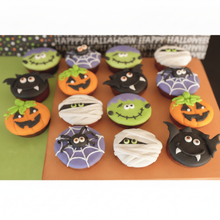 Halloween cupcakes 15 pc - 2 كعكات الهالوين 15 قطعة | حلوى كعك مخيفةاستمتع بكعكات الهالوين لدينا 15 قطعة! مثالية ومخيفة ولذيذة، 