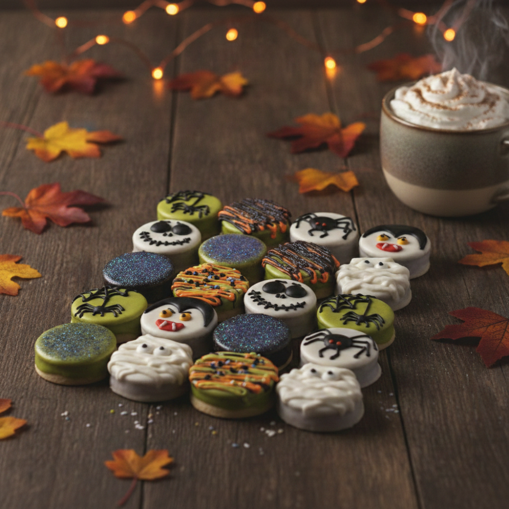 Decorated Halloween themed artisanal cookies