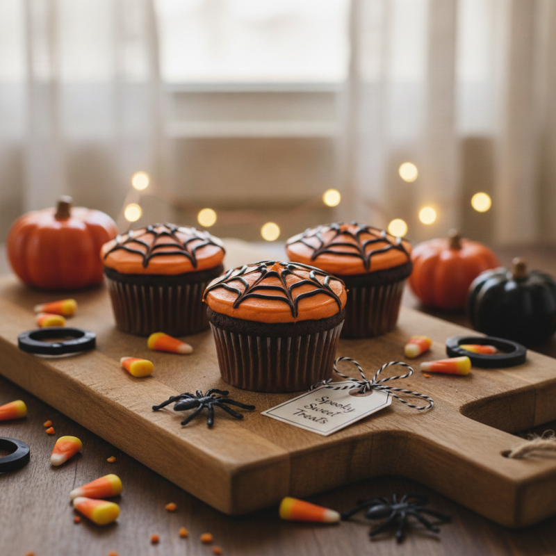 スパイダーウェブ ハロウィン チョコレート カップケーキ セット