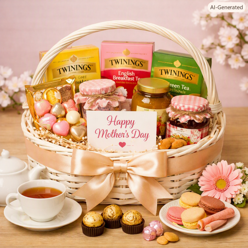 Tea Delight Mother’s Day Basket – 芭堤雅当日送达 – GiftPattaya