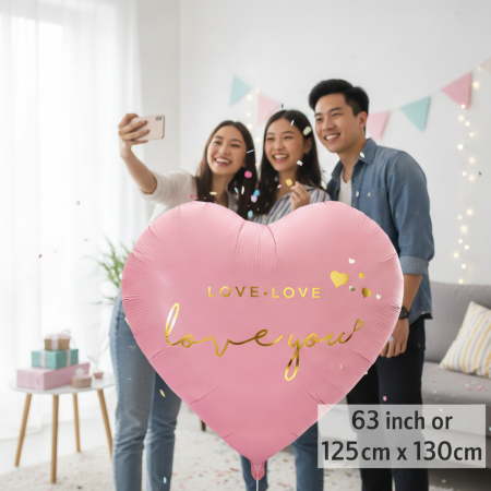 Romantic Pink Heart Balloon – 63 inch (125 × 130 cm)