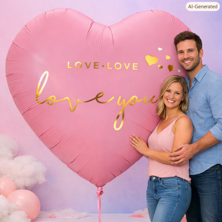 Romantic Pink Heart Balloon – 63 inch (125 × 130 cm)