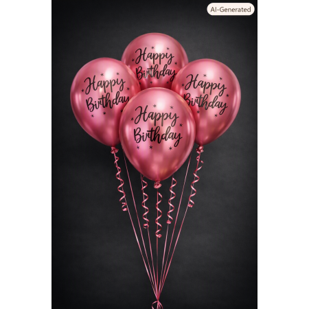 Birthday Balloon Set | 4 Piece Metallic Pink Decoration2
