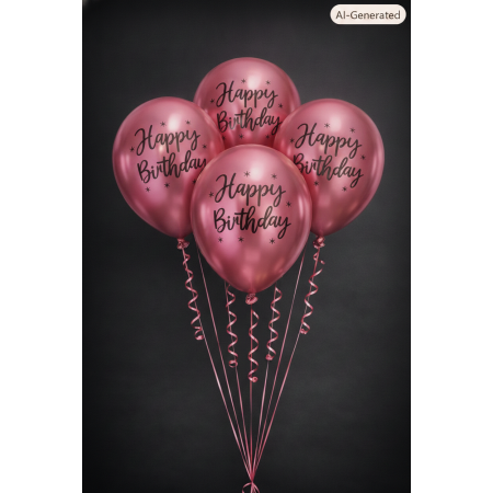 Birthday Balloon Set | 4 Piece Metallic Pink Decoration