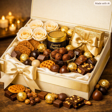 Luxury gold chocolate confectionery hamper