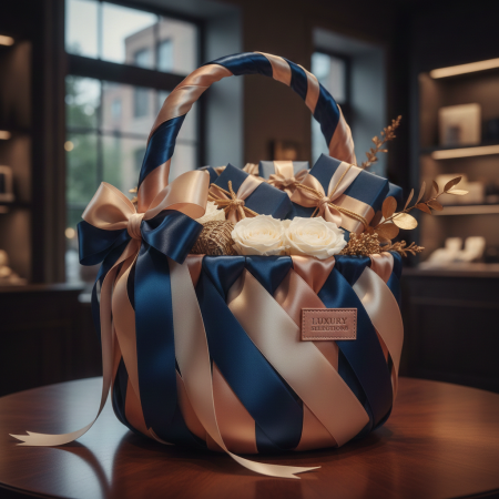 Luxury navy and gold gift basket