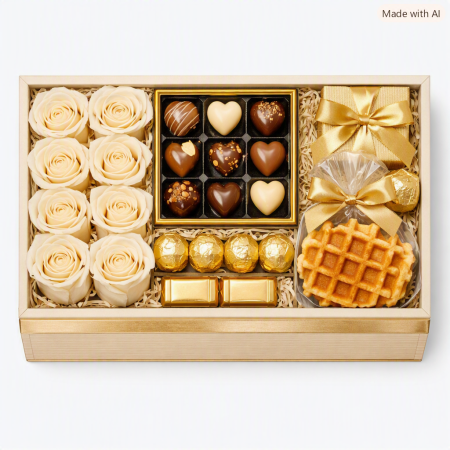 Luxury chocolate and rose gift box