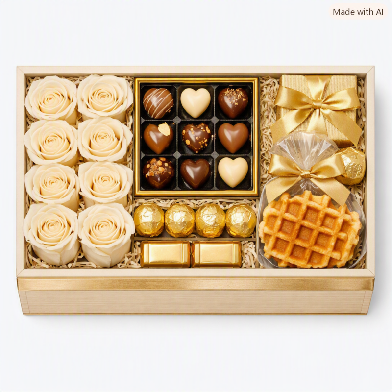 Luxury chocolate and rose gift box