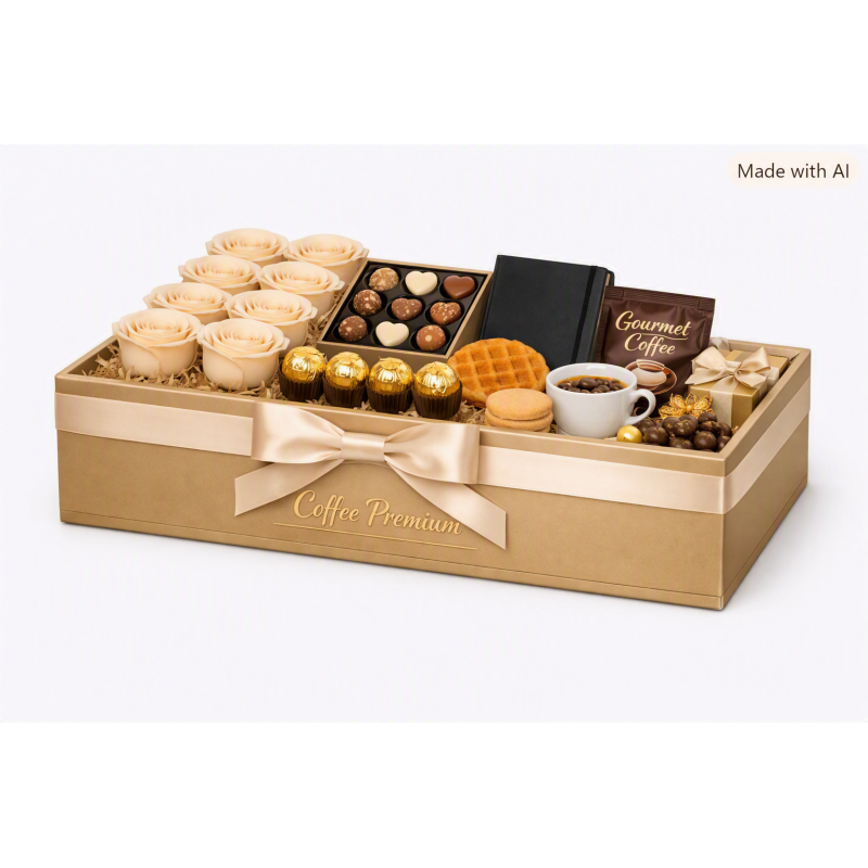 Premium Coffee Gift Box | Ribbon Packaging Set