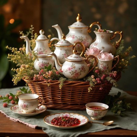 Vintage porcelain floral tea set