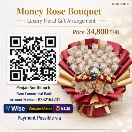 Luxury Rose Money Bouquet Gift Arrangement - 26000 泰铢 photo 4